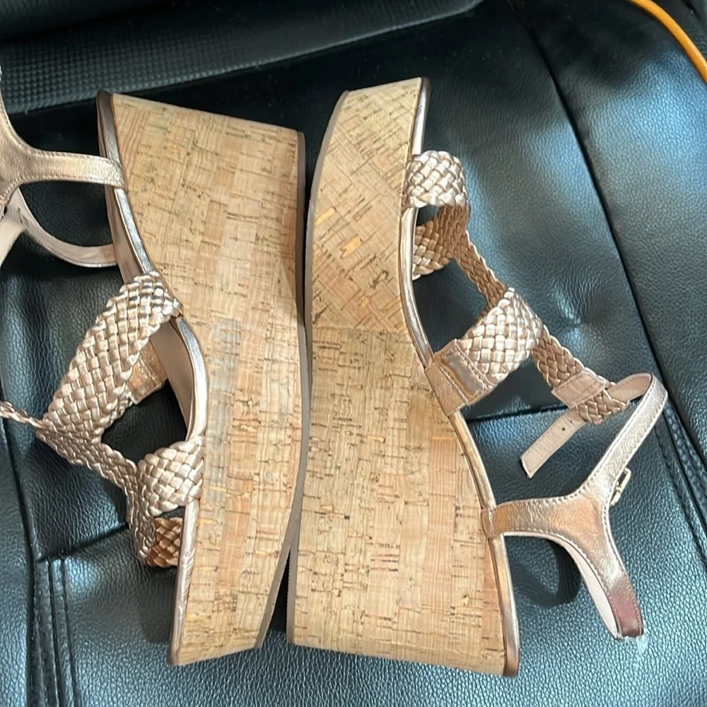 kate spade Rose Gold Woven Wedge Sandals - Picture 5 of 8